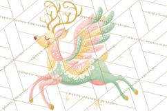 Pastel Reindeer PNG, Mid Century Christmas Clipart Product Image 5