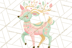 Pastel Reindeer PNG, Mid Century Christmas Clipart Product Image 2