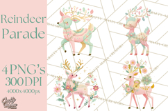 Pastel Reindeer PNG, Mid Century Christmas Clipart Product Image 1