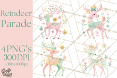 Pastel Reindeer PNG, Mid Century Christmas Clipart Product Image 1