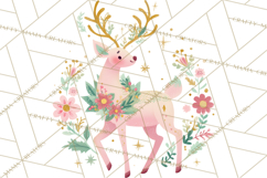 Pastel Reindeer PNG, Mid Century Christmas Clipart Product Image 3