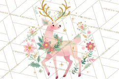 Pastel Reindeer PNG, Mid Century Christmas Clipart Product Image 3