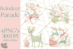 Pastel Reindeer PNG, Mid Century Christmas Clipart Product Image 1