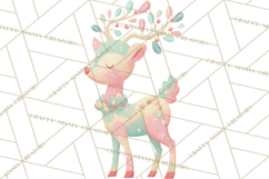 Pastel Reindeer PNG, Mid Century Christmas Clipart Product Image 4