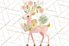 Pastel Reindeer PNG, Mid Century Christmas Clipart Product Image 5
