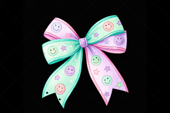 pastel retro bow, smiley coquette bow, vintage bow design, retro smiley clipart, digital bow design, soft pastel bow, smiley bow art, pastel vintage design, coquette bow art, smiley sublimation design
