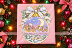 Pastel Santa Sleigh Ornament PNG with Gingham Bow Product Image 4