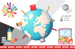 Pastel School Essentials Clipart Product Image 1