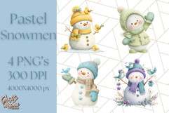 Pastel Snowman Clipart PNG, Cute Soft Winter Graphics Product Image 1
