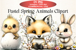 Pastel Spring Animals Clipart Product Image 1