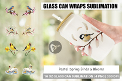 Pastel Spring Birds &amp; Blooms Glass Can Product Image 1