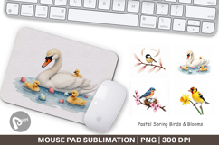 Pastel Spring Birds &amp; Blooms Mouse Pad Product Image 1