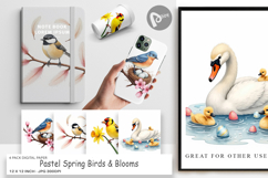 Pastel Spring Birds Digital Paper Product Image 1