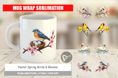 Pastel Spring Birds &amp; Blooms Mug Wrap Product Image 1