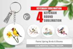 Pastel Spring Birds &amp; Blooms Keychain Product Image 1