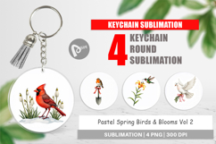 Pastel Spring Birds &amp; Blooms Keychain Product Image 1