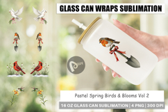 Pastel Spring Birds &amp; Blooms Glass Can Product Image 1