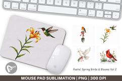 Pastel Spring Birds &amp; Blooms Mouse Pad Product Image 1
