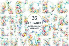 Pastel Spring Floral Alphabet Clipart Product Image 1