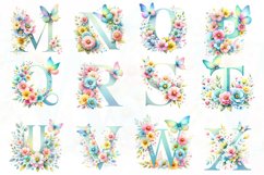 Pastel Spring Floral Alphabet Clipart Product Image 2
