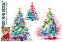 Watercolor Pastel Christmas Tree Clipart Product Image 1