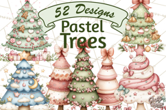 Pastel Christmas Tree Clipart PNG, Pink And Mint Christmas Product Image 1