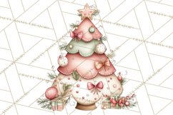 Pastel Christmas Tree Clipart PNG, Pink And Mint Christmas Product Image 2