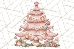 Pastel Christmas Tree Clipart PNG, Pink And Mint Christmas Product Image 5
