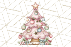 Pastel Christmas Tree Clipart PNG, Pink And Mint Christmas Product Image 2