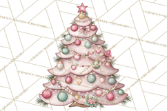 Pastel Christmas Tree Clipart PNG, Pink And Mint Christmas Product Image 3