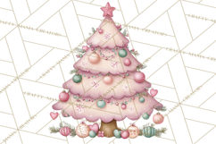 Pastel Christmas Tree Clipart PNG, Pink And Mint Christmas Product Image 4