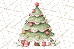 Pastel Christmas Tree Clipart PNG, Pink And Mint Christmas Product Image 5