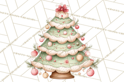 Pastel Christmas Tree Clipart PNG, Pink And Mint Christmas Product Image 2