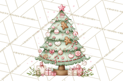 Pastel Christmas Tree Clipart PNG, Pink And Mint Christmas Product Image 2