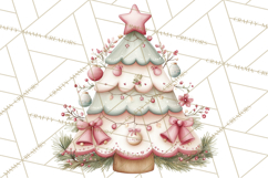 Pastel Christmas Tree Clipart PNG, Pink And Mint Christmas Product Image 5