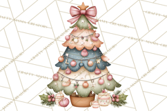 Pastel Christmas Tree Clipart PNG, Pink And Mint Christmas Product Image 3