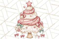 Pastel Christmas Tree Clipart PNG, Pink And Mint Christmas Product Image 5