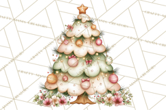 Pastel Christmas Tree Clipart PNG, Pink And Mint Christmas Product Image 3