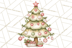 Pastel Christmas Tree Clipart PNG, Pink And Mint Christmas Product Image 4