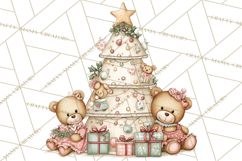 Pastel Christmas Tree Clipart PNG, Pink And Mint Christmas Product Image 5