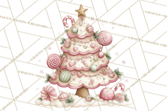 Pastel Christmas Tree Clipart PNG, Pink And Mint Christmas Product Image 3