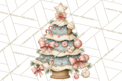 Pastel Christmas Tree Clipart PNG, Pink And Mint Christmas Product Image 4