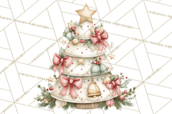 Pastel Christmas Tree Clipart PNG, Pink And Mint Christmas Product Image 3