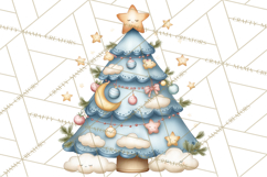 Pastel Christmas Tree Clipart PNG, Pink And Mint Christmas Product Image 4