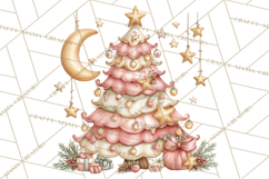 Pastel Christmas Tree Clipart PNG, Pink And Mint Christmas Product Image 5