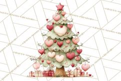 Pastel Christmas Tree Clipart PNG, Pink And Mint Christmas Product Image 2