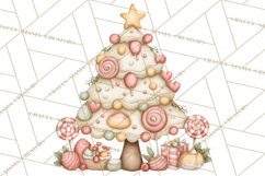 Pastel Christmas Tree Clipart PNG, Pink And Mint Christmas Product Image 3