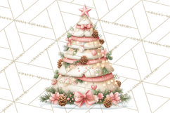 Pastel Christmas Tree Clipart PNG, Pink And Mint Christmas Product Image 4