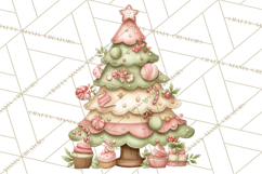 Pastel Christmas Tree Clipart PNG, Pink And Mint Christmas Product Image 4