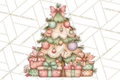 Pastel Christmas Tree Clipart PNG, Pink And Mint Christmas Product Image 5